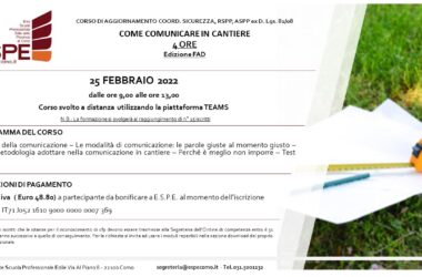 COME COMUNICARE IN CANTIERE – 25/02/2022 – CORSO FAD