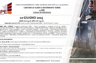 AGG. COORD. SIC., RSPP ASPP, RLS – CANTIERI DI SCAVO E MOVIMENTO TERRA  – IN PRESENZA – 10/06/2025