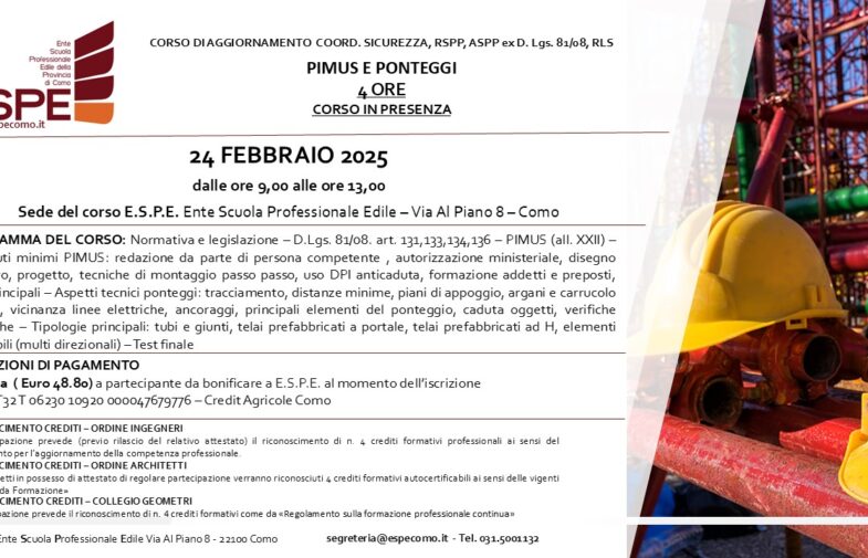 AGG. COORD. SIC., RSPP ASPP, RLS – PIMUS E PONTEGGI – IN PRESENZA – 24/02/2025