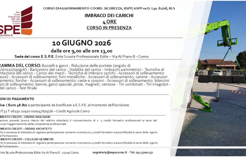 AGG. COORD. SIC., RSPP ASPP, RLS – IMBRACO DEI CARICHI – IN PRESENZA – 10/06/2026